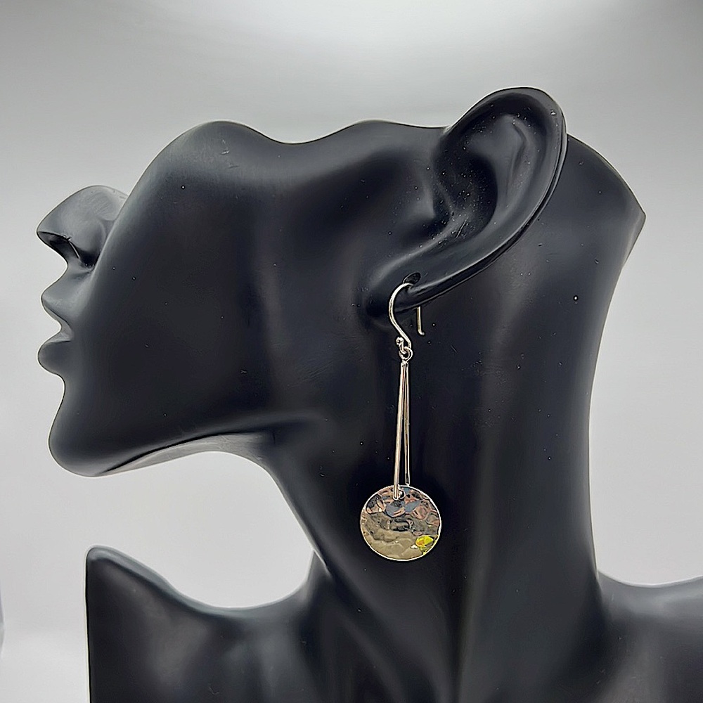 🎉 HP 🎉 Sterling Silver Hammered Disc Hanging Earrings